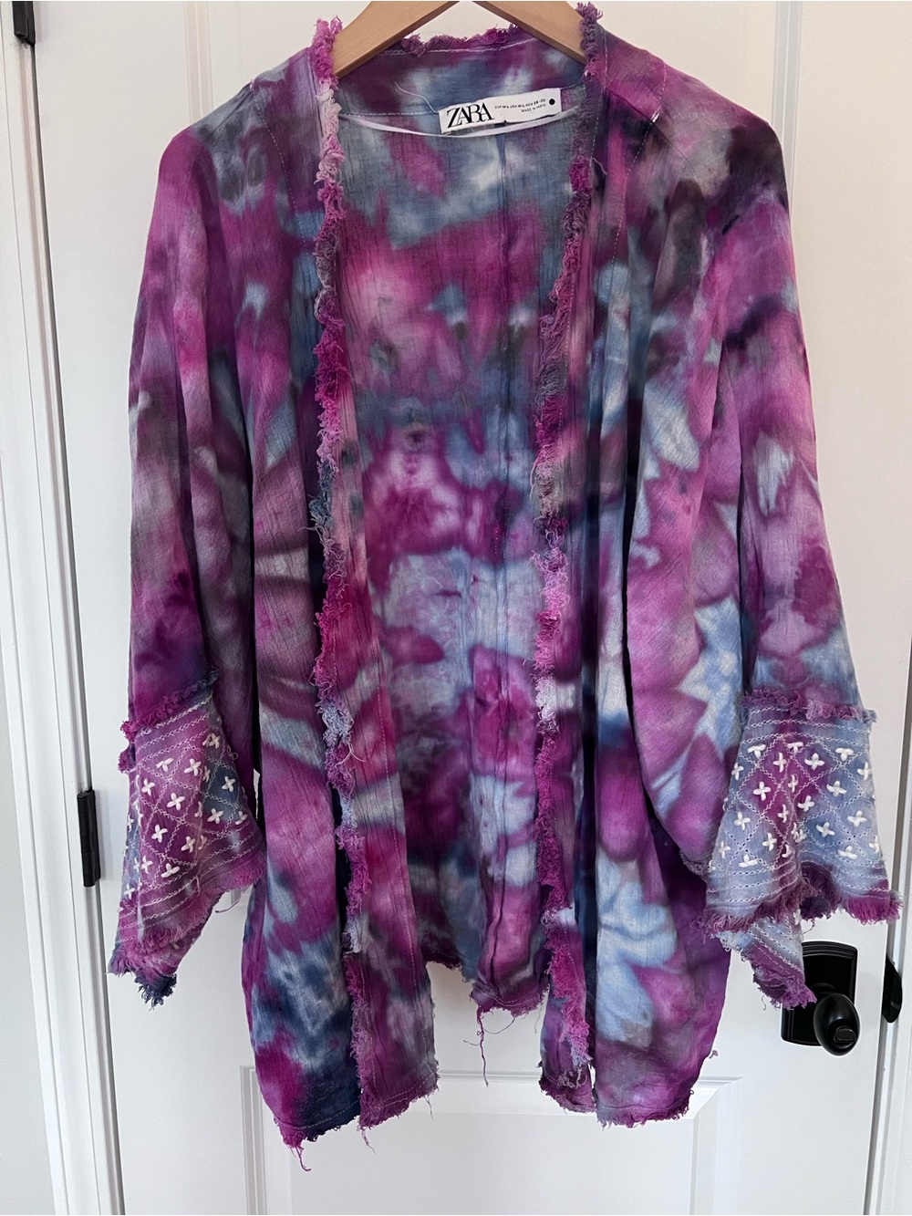 ZARA Tie Dye Kimono Purple & Blue Size Med/Large EUC